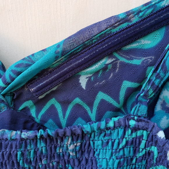 Free People Blue Babydoll Bust Twist Print Dress S - Picture 12 of 15